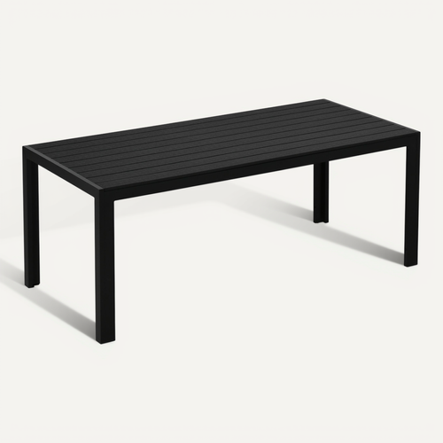Table De Jardin 120x70 Cm En Aluminium Et Polywood Pour Terrasse Moderne，noir