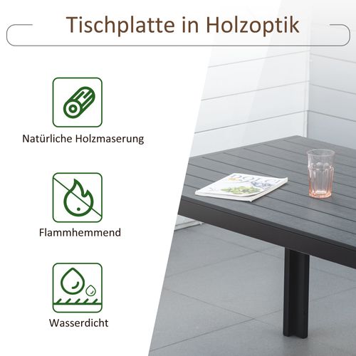 Table De Jardin 120x70 Cm En Aluminium Et Polywood Pour Terrasse Moderne，noir