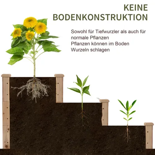 Jardinière Vertical En Bois Naturel De Sapin 3 Étages Pour Balcon Et Jardin 124x124x56 Cm