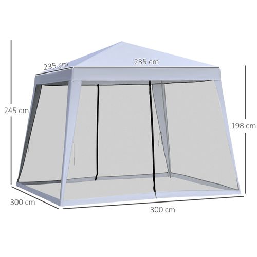 Pavillon 3x3m, Tente De Fête Avec Moustiquaire, Métal Et Polyester, ,gris