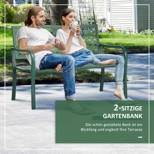 Banc De Jardin En Métal Résistant, étanche Et Stable, Vert Foncé, 127x63x83 Cm