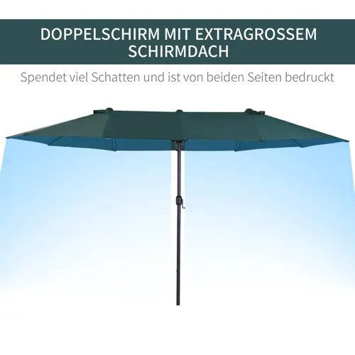 Parasol Balcon Polyester Abs 460×270×241 cm D.2,7 m Avec Pied En Croix ,vert Foncé