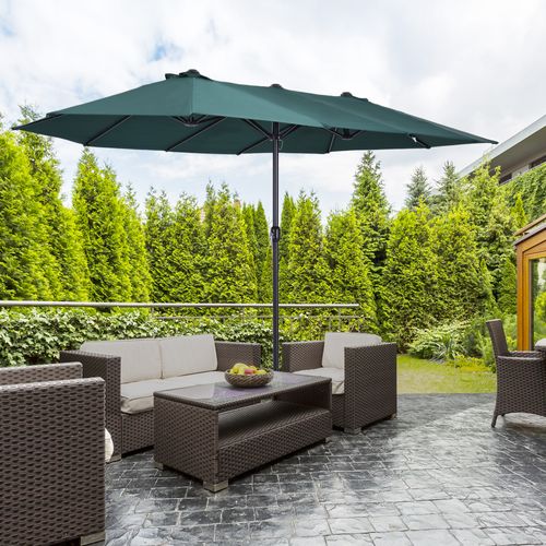 Parasol Balcon Polyester Abs 460×270×241 cm D.2,7 m Avec Pied En Croix ,vert Foncé