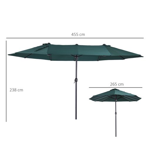 Parasol Balcon Polyester Abs 460×270×241 cm D.2,7 m Avec Pied En Croix ,vert Foncé