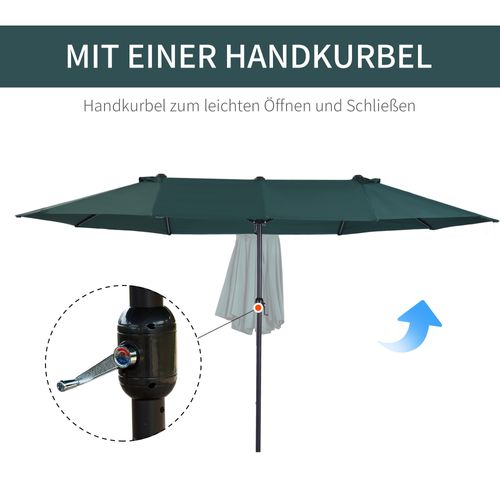 Parasol Balcon Polyester Abs 460×270×241 cm D.2,7 m Avec Pied En Croix ,vert Foncé
