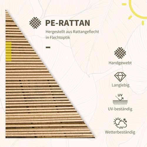 Salon Bistro Rotin 3 Pièces 2 Chaises, Table, Coussins Inclus, Mobilier Balcon , Sable/gris Foncé