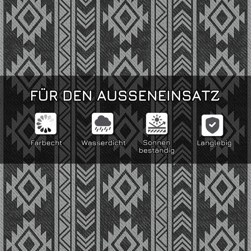 Tapis D'extérieur En Plastique Imperméable, Design Réversible, 182 X 274 Cm, Noir Et Gris