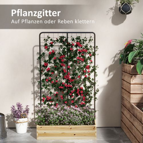 Bac Potager Avec Treillis En Bois Naturel 80x38x145 Cm, ,naturel