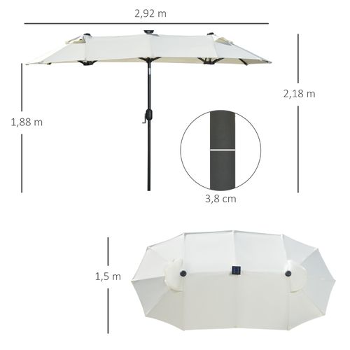 Parasol Double LED, 295x219 Cm, Inclinable, Jardin Pour Terrasse Et Piscine, Polyester Et Acier