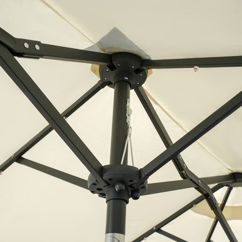 Parasol Double LED, 295x219 Cm, Inclinable, Jardin Pour Terrasse Et Piscine, Polyester Et Acier