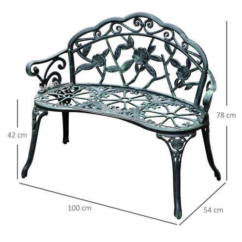 Banc De Jardin En Métal 2 Places, Mobilier D'extérieur, Noir