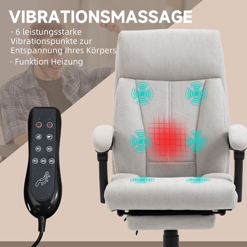 Fauteuil De Direction, Massage, Repose-pieds Réglable, Ergonomique, Gris Clair