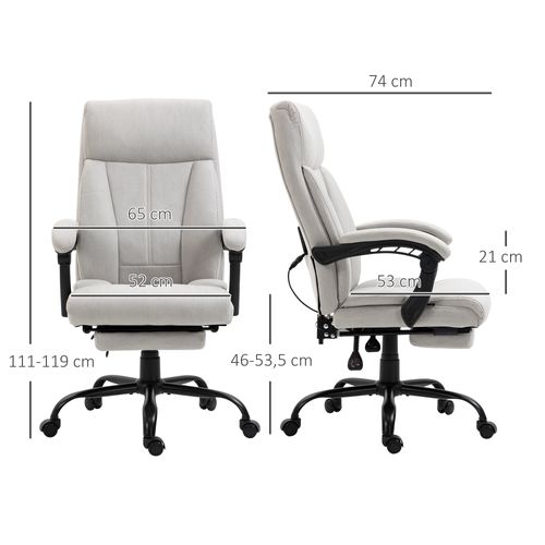 Fauteuil De Direction, Massage, Repose-pieds Réglable, Ergonomique, Gris Clair