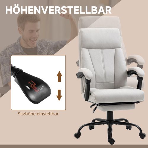 Fauteuil De Direction, Massage, Repose-pieds Réglable, Ergonomique, Gris Clair
