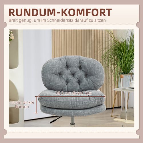 Chaise En Tissu Effet Lin, Ergonomique, Bascule, Rembourrée, Réglable, Grise