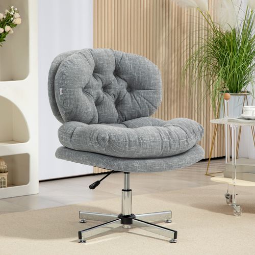 Chaise En Tissu Effet Lin, Ergonomique, Bascule, Rembourrée, Réglable, Grise