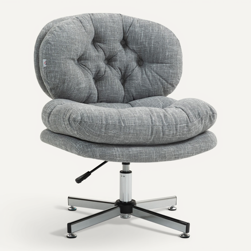 Chaise En Tissu Effet Lin, Ergonomique, Bascule, Rembourrée, Réglable, Grise