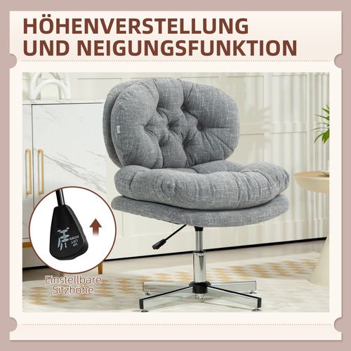 Chaise En Tissu Effet Lin, Ergonomique, Bascule, Rembourrée, Réglable, Grise