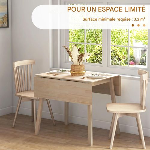 Table Pliante En Bois Pour 2-4 Personnes, 110 X 86 X 75 Cm, Idéale Pour Petits Espaces, Naturelle