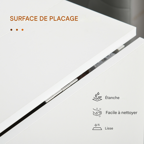 Table Pliante Mobile Avec Plateau Rabattable Et Roulettes Pour Cuisine, Blanche, 120 X 80 Cm