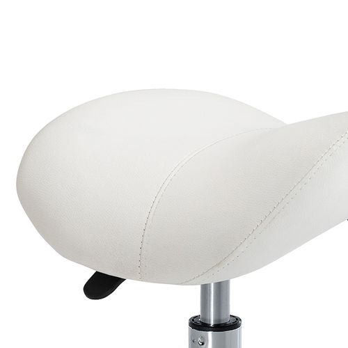 Tabouret Pivotant Ajustable En Hauteur, Rembourré En Simili, Blanc Pour Bureau Et Maison