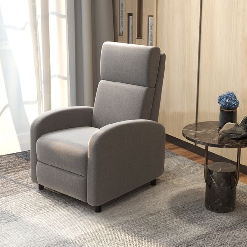 Fauteuil Relax En Tissu Effet Lin, Repose-pieds, Rembourré, Jusqu’à 120 Kg, Salon