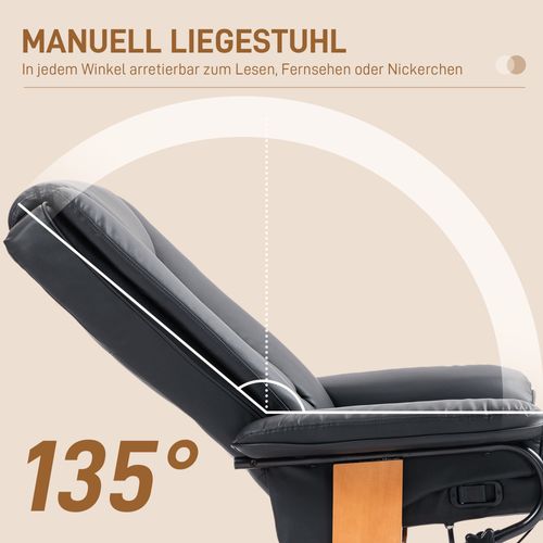 Fauteuil TV En Simili, Repose-pieds, Pivotant, Inclinable, Jusqu’à 150 Kg, Noir