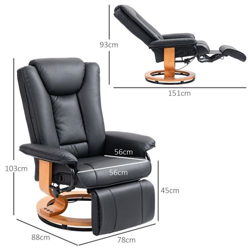 Fauteuil TV En Simili, Repose-pieds, Pivotant, Inclinable, Jusqu’à 150 Kg, Noir