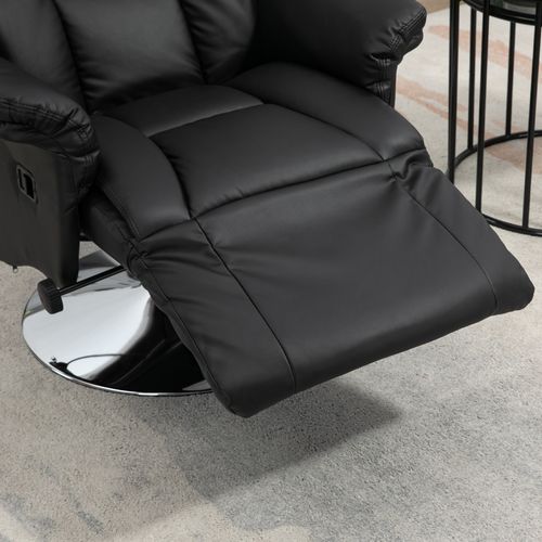 Fauteuil TV Manuel En Similicuir, Dossier Antidérapant, Repose-pieds, Jusqu’à 150 Kg, Noir