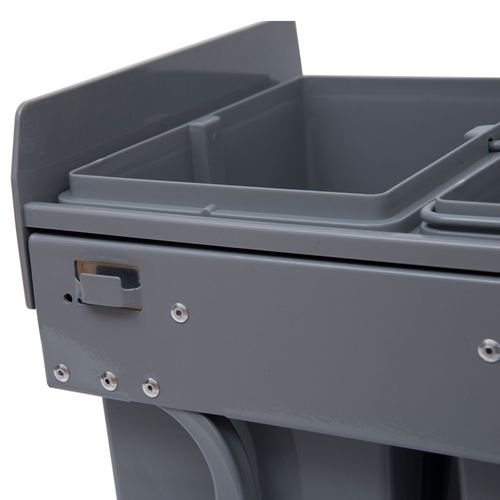 Poubelle De Cuisine Sous évier En Métal Avec 3 Compartiments Amovibles 1 X 20 L Et 2 X 10 L, Gris
