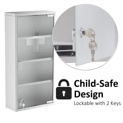 Armoire Médicale En Inox Avec Serrure, 30 X 12 X 60 Cm