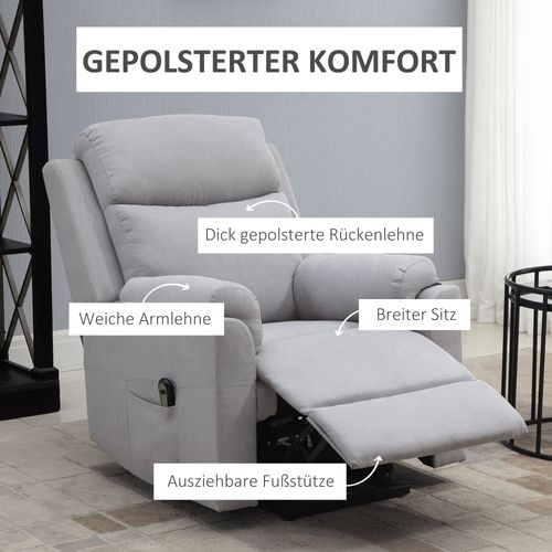 Fauteuil électrique Avec Aide à La Montée, Relax Inclinable Pour Seniors, Lin Gris Clair