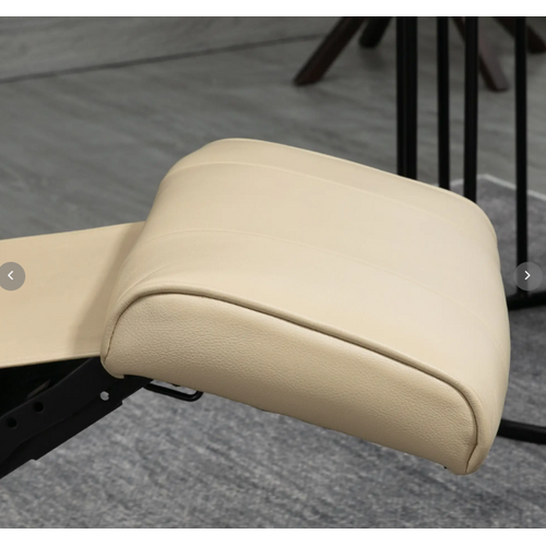 Fauteuil Relax En Simili, Repose-pieds, Pivotant 360°, Pieds Bois, Crème