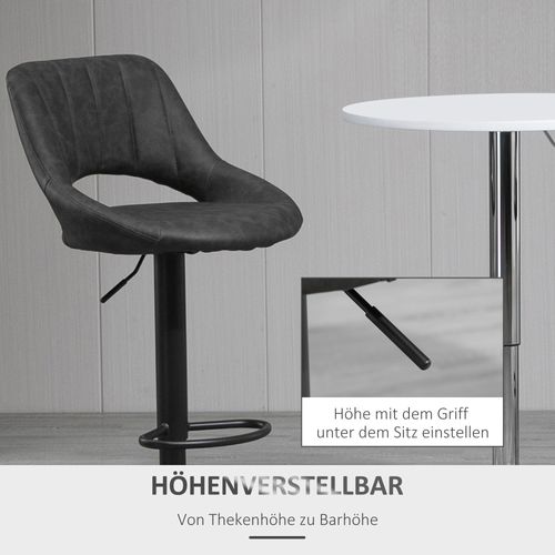 2 Tabourets De Bar Pivotants Avec Repose-pieds, Simili, Métal, 44 X 49 X 90-110 Cm, Gris