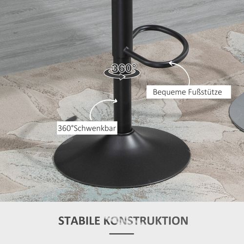 2 Tabourets De Bar Pivotants Avec Repose-pieds, Simili, Métal, 44 X 49 X 90-110 Cm, Gris