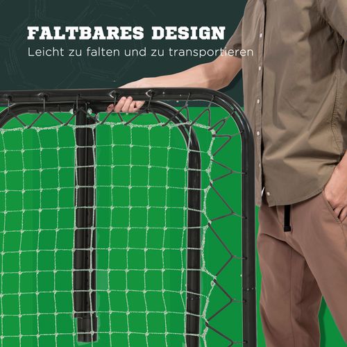 Rebondisseur De Football Métal Pliable Avec Mur De Rebond Noir 78x84x65-78cm 5 Niveaux Pour Baseball