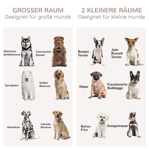 Cage Pour Chien En Chêne, 120l X 60b X 88,5h Cm, 2 Portes, Pour Chiens Moyens