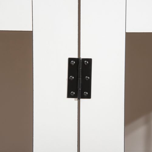 Cage Pour Chien En Bois Aggloméré, Avec Portes Verrouillables, 106x60x76cm, Noyer Foncé Et Blanc