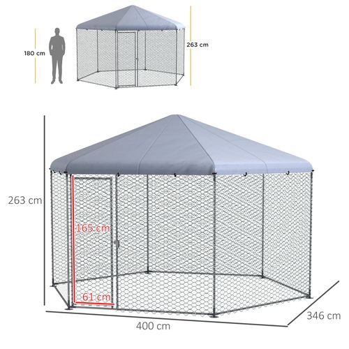 Enclos à Poules En Acier Avec Couverture, Porte, Pour 10-15 Poules, Gris