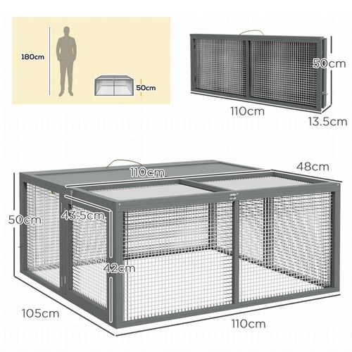 Enclos Pour Lapins Nains En Bois, Pliable Avec Aire De Jeux, Toit Ouvrant, Naturel,110 X 105 X 50 Cm