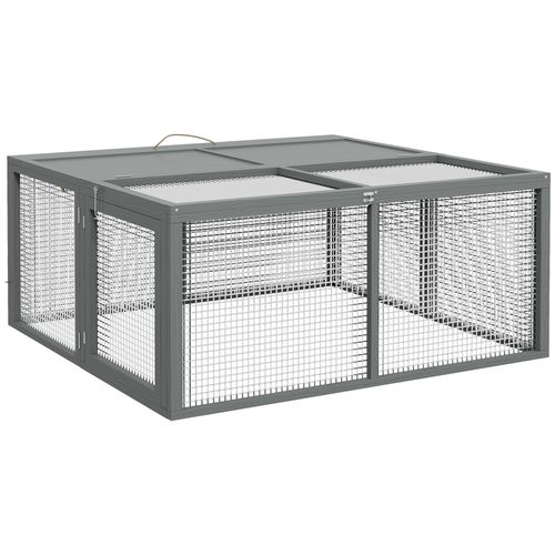 Enclos Pour Lapins Nains En Bois, Pliable Avec Aire De Jeux, Toit Ouvrant, Naturel,110 X 105 X 50 Cm
