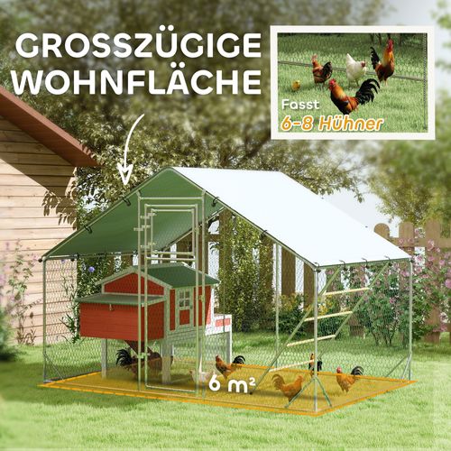 Volière Pour Poules En Acier, Avec Couverture Résistante Aux Uv,  300 X 200 X 195 Cm, Argent