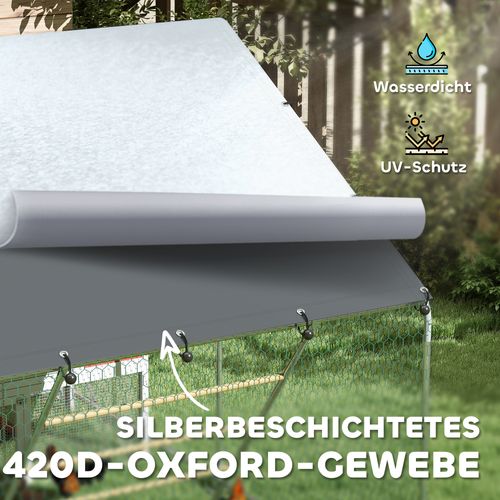 Volière Pour Poules En Acier, Avec Couverture Résistante Aux Uv,  300 X 200 X 195 Cm, Argent