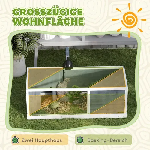 Maison Pour Tortues En Bois, Enclos Avec Deux Maisons, Dessus Ouvrant, Avec éclairage, Gris