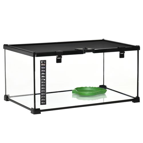 Terrarium En Verre Pour Reptiles Avec Thermomètre 50 X 30 X 25 Cm