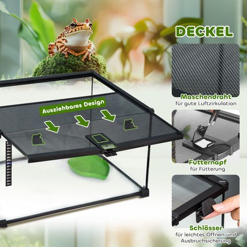 Terrarium En Verre Pour Reptiles Avec Thermomètre 50 X 30 X 25 Cm