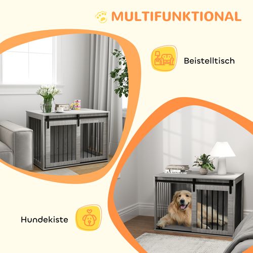 Cage Pour Chien En Métal, Verrouillable, Avec Porte Coulissante, Gris, 98 X 58 X 61 Cm