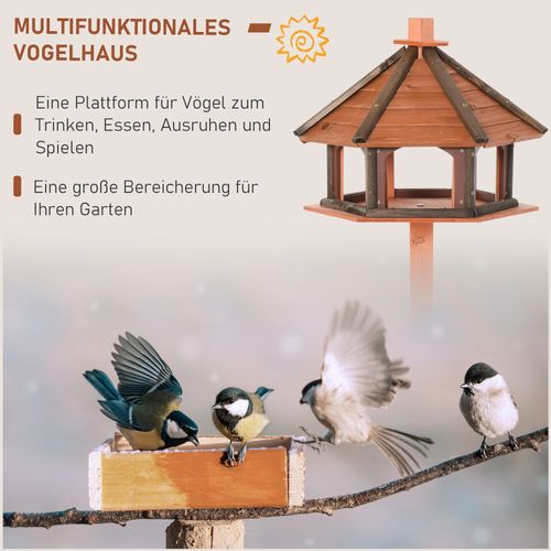 Maison À Oiseaux En Bois, Mangeoire, Support À Oiseaux, Hauteur 130 Cm, D. 52 Cm