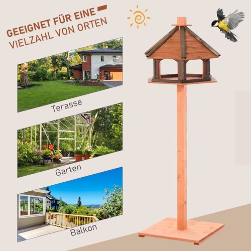 Maison À Oiseaux En Bois, Mangeoire, Support À Oiseaux, Hauteur 130 Cm, D. 52 Cm