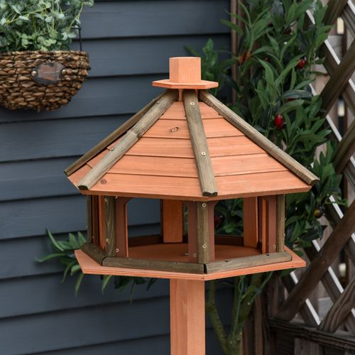 Maison À Oiseaux En Bois, Mangeoire, Support À Oiseaux, Hauteur 130 Cm, D. 52 Cm